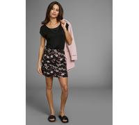 Sommerkleid LAURA SCOTT, Damen, Gr. 44, N-Gr, bunt (schwarz, rosa, geblümt), Jersey, Obermaterial: 95% Viskose, 5% Elasthan, geblümt, figurumspielend kniefrei, Rundhals, Kleider Sommerkleid, im 2in1-L