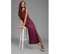 Sommerkleid LAURA SCOTT, Damen, Gr. 46, N-Gr, bordeaux, gepunktet, Single Jersey, Obermaterial: 95% Viskose, 5% Elasthan, gepunktet, figurumspielend bodenlang, Rundhals, Kleider Sommerkleid, bodennah