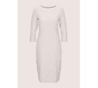 Sommerkleid MADELEINE "Etuikleid Elegantes Kleid mit raffinierter Struktur", Damen, Gr. 42, N-Gr, weiß (perlweiß), Obermaterial: 98% Polyester PES. 2% Elasthan EL., Modern, Kleider Sommerkleid, Mit tr