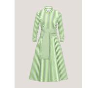 Sommerkleid MADELEINE "Kleid Gestreiftes Hemdblusenkleid mit Bindeschärpe", Damen, Gr. 42, N-Gr, grün (kiwi, weiß), Obermaterial: 91% Baumwolle CO. 9% Polyamid PA., Kleider Sommerkleid (87383267-42) k