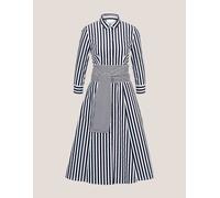 Sommerkleid MADELEINE "Kleid Gestreiftes Hemdblusenkleid mit Bindeschärpe", Damen, Gr. 48, N-Gr, blau (marine, weiß), Obermaterial: 91% Baumwolle CO. 9% Polyamid PA., Kleider Sommerkleid (53798767-48)