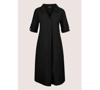 Sommerkleid MADELEINE "Kleid Kleid mit Krempelärmeln in 3/4-Länge", Damen, Gr. 34, N + K Gr, schwarz, Obermaterial: 70% Lyocell CLY. 30% Leinen LI., Kleider Sommerkleid (73597649-34) schwarz