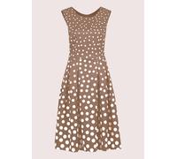 Sommerkleid MADELEINE "Kleid Kurzarm Tupfenkleid in Midilänge", Damen, Gr. 46, N-Gr, weiß (caramel, wollweiß), Obermaterial: 96% Polyester PES. 4% Elasthan EL., Modern, normal, Kleider Sommerkleid, V
