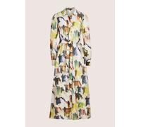 Sommerkleid MADELEINE "Kleid Modernes Hemdblusenkleid mit Taillengürtel", Damen, Gr. 40, N-Gr, weiß (perlweiß, multicolor), Obermaterial: 91% Polyester PES. 9% Elasthan EL., Modern, Kleider Sommerklei