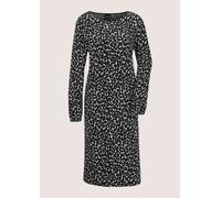 Sommerkleid MADELEINE "Kleid Modernes Jersey-Kleid mit Leo-Print", Damen, Gr. 44, N-Gr, schwarz (schwarz, wollweiß), Obermaterial: 64% Polyester PES. 33% Viskose CV. 3% Elasthan EL., Kleider Sommerkle