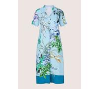 Sommerkleid MADELEINE "Sommerkleid Druckkleid mit floralem Muster", Damen, Gr. 34, N-Gr, blau (azurblau, multicolor), Obermaterial: 100% Viskose CV., Modern, V-Ausschnitt, Kleider Sommerkleid, Florale