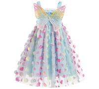 Sommerkleid Mädchen 3D Schmetterling Tüllkleid Ärmellose Prinzessin Tutukleid Festlich Hochzeit Blumenmädchen Kleid Taufkleider Geburtstag Outfit Fotoshooting Partykleid Geschenk IBAKOM blau 4-5 Jahre