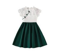 Sommerkleid Mädchen Süß Casual Kleider Mädchenkleid Kinderkleider Sommer Urlaub Lässiges Prinzessin Kleider Freizeitkleid Partykleider (Z42-Dark Green, 4-5 Years)