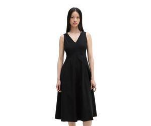 Sommerkleid MARC O'POLO, Damen, Gr. 38, N-Gr, schwarz, Web, Obermaterial: 63% Baumwolle, 33% Polyester, 4% Elasthan, ausgestellt knieumspielend, V-Ausschnitt, Kleider Sommerkleid, mit ausgestelltem Ro