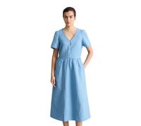 Sommerkleid MARC O'POLO DENIM, Damen, Gr. XL, N-Gr, light blau, Web, Obermaterial: 56% Leinen, 44% Baumwolle, normal ca. Mitte Wade, tiefer V-Ausschnitt, Kleider Sommerkleid, regular aus Leinen-Baumwo