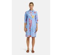 Sommerkleid MILANO ITALY, Damen, Gr. 38, Normalgrößen, ocean, Web, Material: 100% Baumwolle, bedruckt, gemustert, regular fit Midi, hoch geschlossener Ausschnitt, Ärmel mit Ärmelschlitz 1-Knopf-Mansch