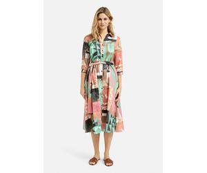 Sommerkleid MILANO ITALY, Damen, Gr. 40, Normalgrößen, bunt (colorful), Web, Material: 100% Baumwolle, bedruckt, gemustert, regular fit Midi, hoch geschlossener Ausschnitt, eingesetzt Manschette, Klei