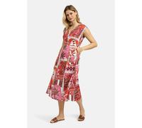 Sommerkleid MILANO ITALY, Damen, Gr. 40, Normalgrößen, rot (pink), Web, Material: 100% Baumwolle, bedruckt, gemustert, regular fit Midi, V-Ausschnitt, normaler Saum, Kleider Sommerkleid, mit Taschen (