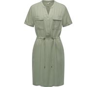 Blusenkleid RAGWEAR "Roisana", Damen, Gr. XXL (44), Normalgrößen, grau (graugrün), Material: 100% Viskose, Basic, gerade ca. Mitte Oberschenkel, V-Ausschnitt, Kurzarm Krempelärmel abgesteppte Kante, K