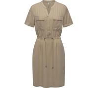 Blusenkleid RAGWEAR "Roisana", Damen, Gr. L (40), Normalgrößen, beige (sand), Material: 100% Viskose, Basic, gerade ca. Mitte Oberschenkel, V-Ausschnitt, Kurzarm Krempelärmel abgesteppte Kante, Kleide