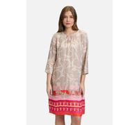 Sommerkleid BETTY BARCLAY "Betty Barclay Damen Sommerkleid mit Rundhalsausschnitt", Damen, Gr. 42, Normalgrößen, bunt (taupe, rot), Obermaterial: 100% Viskose., modisch, figurumspielend kurz, Rundhals