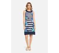 Sommerkleid BETTY BARCLAY "Damen ohne Arm", Damen, Gr. 40, Normalgrößen, dunkelblau, grün, Obermaterial: 95% Viskose, 5% Elasthan; Besatz: 95% Viskose, 5% Elasthan, tailliert kurz, U-Boot-Ausschnitt, 