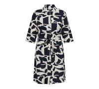 Sommerkleid ONLY CARMAKOMA "CARMISIA LIFE 3/4 BLK SHIRT DRESS WVN", Damen, Gr. 44, N-Gr, cloud dancer aop:graphic elements, Obermaterial: 83% Viskose, 17% Nylon, bedruckt, regular fit Midi, hoch gesch