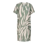 Sommerkleid ONLY CARMAKOMA "CARSUSI S/S V-NECK KNEE DRESS WVN ZL", Damen, Gr. 42, N-Gr, laurel wreath aop:big leafes, Web, Obermaterial: 80% Viskose, 20% Polyamid, bedruckt, knielang, V-Ausschnitt, Kl