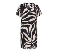 Sommerkleid ONLY CARMAKOMA "CARSUSI S/S V-NECK KNEE DRESS WVN ZL", Damen, Gr. 42, N-Gr, schwarz aop:big leafes, Web, Obermaterial: 80% Viskose, 20% Polyamid, bedruckt, knielang, V-Ausschnitt, Kleider 