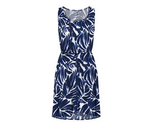 Sommerkleid ONLY "ONLNOVA LIFE S/L SARA DRESS", Damen, Gr. XL, N-Gr, night sky aop:719 monstera, Web, Obermaterial: 100% Viskose, bedruckt, tailliert kurz, Rundhals, Kleider Sommerkleid, Viskose, regu