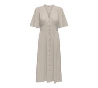 Sommerkleid ONLY "ONLTIZANA 2/4 MIDI DRESS WVN NOOS", Damen, Gr. S, N-Gr, silber lining, Web, Obermaterial: 100% Baumwolle, unifarben, regular fit Midi, V-Ausschnitt, Kleider Sommerkleid (70782921-S)