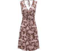 Sommerkleid RAGWEAR "Aini Print", Damen, Gr. S (36), Normalgrößen, dunkelbraun, Material: 95% Viskose, 5% Elasthan, figurumspielend ca. Mitte Oberschenkel, V-Ausschnitt, Ärmel ohne Ärmelschlitz, Kleid