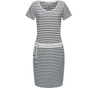 Sommerkleid RAGWEAR "Baomi", Damen, Gr. XS (34), Normalgrößen, weiß, 100% Baumwolle, tailliert ca. Mitte Oberschenkel, Rundhals, Ärmel ohne Ärmelschlitz, Kleider Sommerkleid, gestreiftes Damen Minikle