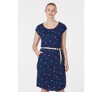 Sommerkleid RAGWEAR "LILITHE PRINT", Damen, Gr. L, N-Gr, night blau, Jersey, Obermaterial: 50% Baumwolle, 50% Modal, bedruckt, kniefrei, Rundhals, Kleider Sommerkleid, Baumwoll-Modal-Mix mit Eingrifft