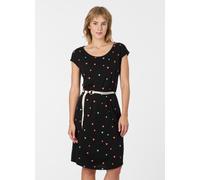 Sommerkleid RAGWEAR "LILITHE PRINT", Damen, Gr. M, N-Gr, schwarz, Jersey, Obermaterial: 50% Baumwolle, 50% Modal, bedruckt, kniefrei, Rundhals, Kleider Sommerkleid, Baumwoll-Modal-Mix mit Eingrifftasc