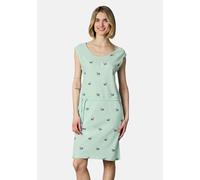 Sommerkleid RAGWEAR "Penellope Print YOUMODO", Damen, Gr. XS (34), Normalgrößen, mint, Sweatware, 100% Baumwolle, tailliert ca. Mitte Oberschenkel, Rundhals, mit Umschlag Umschlagbund, Kleider Sommerk