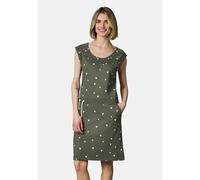 Sommerkleid RAGWEAR "Penelope Hearts YOUMODO", Damen, Gr. XS (34), Normalgrößen, grün (schwarz olive), 100% Baumwolle, tailliert ca. Mitte Oberschenkel, Rundhals, Ärmel ohne Ärmelschlitz abgesteppte K