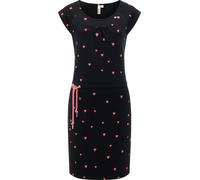 Sommerkleid RAGWEAR "Penelope Hearts YOUMODO", Damen, Gr. XXL (44), Normalgrößen, schwarz, 100% Baumwolle, tailliert ca. Mitte Oberschenkel, Rundhals, Ärmel ohne Ärmelschlitz abgesteppte Kante, Kleide