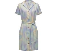Ragwear Damen gemustertes Sommerkleid Kurzarm Midikleid mit Durchgehender Knopfleiste und Stoffgürtel Sawira YOUMODO Light Mint Gr. XL