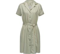 Ragwear Damen gemustertes Sommerkleid Kurzarm Midikleid mit Durchgehender Knopfleiste und Stoffgürtel Sawira YOUMODO Dusty Green Gr. XXL