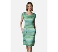 Sommerkleid RAGWEAR "Taggien Print", Damen, Gr. L (40), Normalgrößen, blau (aquablau), Material: 95% Viskose, 5% Elasthan, figurumspielend knielang, Rundhals, Ärmel ohne Ärmelschlitz, Kleider Sommerkl