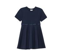 Sommerkleid S.OLIVER JUNIOR, Mädchen, Gr. 116, N-Gr, dunkelblau, Web, Obermaterial: 70% Viskose, 26% Polyamid, 4% Elasthan, unifarben, regular fit normal, Rundhals, Kleider Sommerkleid, mit Logo-Glitz