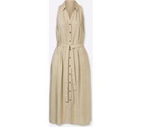 Sommerkleid HEINE "Kleid", Damen, Gr. 38, Normalgrößen, sand, 55% Leinen, 45% Viskose, unifarben, wadenlang, V-Ausschnitt, Kleider Sommerkleid (94922444-38) sand