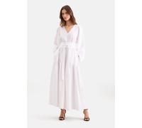 Sommerkleid SEIDENSTICKER, Damen, Gr. L (40), Normalgrößen, weiß, 100% Leinen, unifarben, regular fit, V-Ausschnitt, Kleider Sommerkleid, 1/1 V-Neck Uni, Topseller (96957640-40) weiß