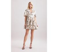 Sommerkleid SEIDENSTICKER, Damen, Gr. M (38), Normalgrößen, beige (ecru), 100% Baumwolle, Paisley, regular fit, V-Ausschnitt, Kleider, V-Neck Paisley (94208719-38) ecru