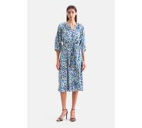 Sommerkleid SEIDENSTICKER, Damen, Gr. M (38), Normalgrößen, bunt (türkis), 100% Viskose, bedruckt, regular fit, V-Ausschnitt, Kleider Sommerkleid, 3/4 V-Neck Druck (50570605-38) türkis