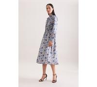 Sommerkleid SEIDENSTICKER, Damen, Gr. M (38), Normalgrößen, bunt (weiß), 100% Baumwolle, bedruckt, regular fit, Kleider Sommerkleid, 1/1 Stehkragen Druck (78738617-38) weiß