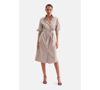 Sommerkleid SEIDENSTICKER, Damen, Gr. XL (42), Normalgrößen, beige (braun), 74% Baumwolle, 23% Polyamid, 3% Elasthan, gestreift, oversize, Kleider Sommerkleid, 3/4 Kragen Gestreift (30293653-42) braun