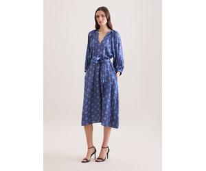 Sommerkleid SEIDENSTICKER, Damen, Gr. XL (42), Normalgrößen, blau, 100% Viskose, bedruckt, regular fit, V-Ausschnitt, Kleider Sommerkleid, 3/4 V-Neck Druck (54736414-42) blau