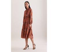 Sommerkleid SEIDENSTICKER, Damen, Gr. XL (42), Normalgrößen, curry, 100% Viskose, bedruckt, regular fit, Kleider Sommerkleid, 1/1 Stehkragen Druck (35364751-42) curry