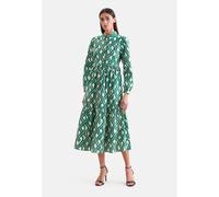Sommerkleid SEIDENSTICKER, Damen, Gr. XL (42), Normalgrößen, grün, 98% Baumwolle, 2% Elasthan, bedruckt, regular fit, Kleider Sommerkleid, 1/1 Kragen Druck (70536551-42) grün