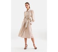 Sommerkleid SEIDENSTICKER, Damen, Gr. XXL (44), Normalgrößen, beige, 85% Viskose, 15% Polyamid, gestreift, regular fit, Kleider Sommerkleid, 1/1 Kragen Gestreift (85163616-44) beige