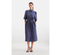 Sommerkleid SEIDENSTICKER, Damen, Gr. XXL (44), Normalgrößen, blau, 100% Leinen, unifarben, regular fit, Kleider Sommerkleid, 1/2 Kragen Uni (89253711-44) blau