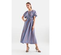 Sommerkleid SEIDENSTICKER, Damen, Gr. XXL (44), Normalgrößen, blau, 85% Viskose, 15% Polyamid, gestreift, regular fit, Rundhals, Kleider Sommerkleid, 1/2 Rundhals Gestreift (77981025-44) blau