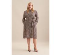 Sommerkleid SEIDENSTICKER "Schwarze Rose", Damen, Gr. 3XL46, Normalgrößen, blau (dunkelblau), 100% Viskose, gemustert, regular fit, Kleider Sommerkleid, Langarm Kragen Geometrische Muster (81242530-46